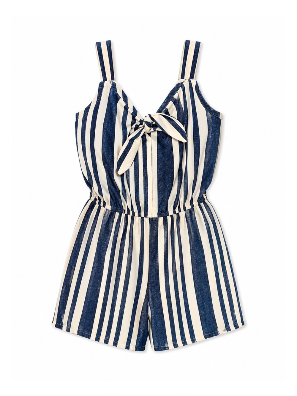 Jenna & Jessie Blue & White Striped Knot Detailed Romper Size 8
